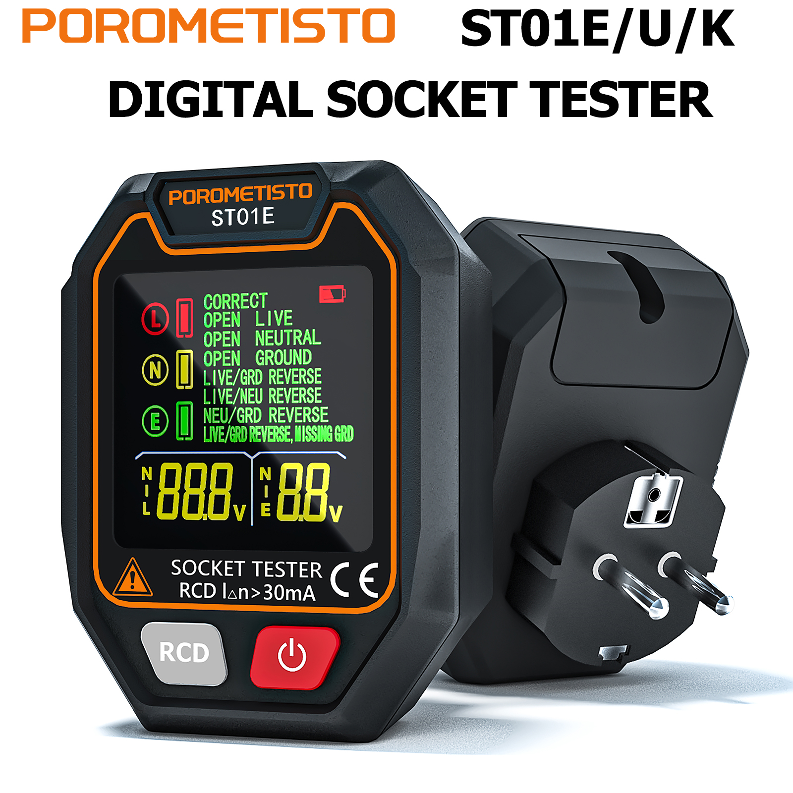 Power Tools Uk Review - POROMETISTO ST01 Digital Socket Tester with
