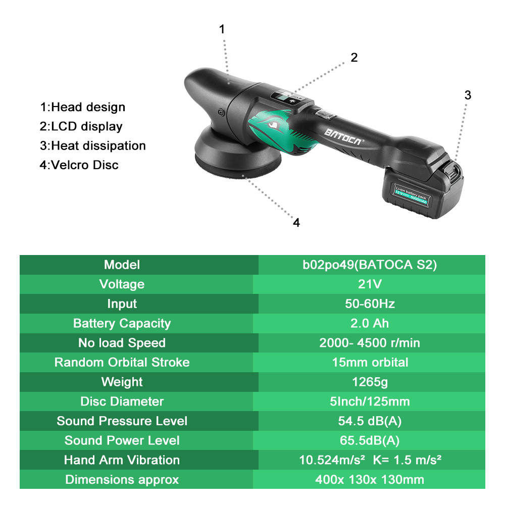 BATOCA S2 21V Cordless Car Pol – обзор и цена Random Orbital Sander