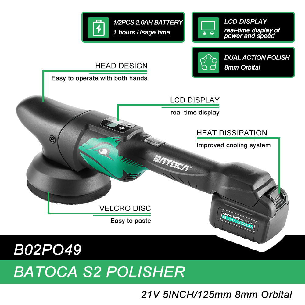 BATOCA S2 21V Cordless Car Pol – обзор и цена Random Orbital Sander